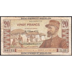 St-Pierre et Miquelon - Pick 24 - 20 francs - Série L.25 - 1950 - Etat : TB-