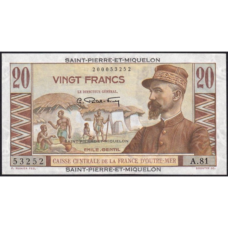 St-Pierre et Miquelon - Pick 24 - 20 francs - Série A.81 - 1950 - Etat : NEUF
