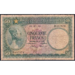 Congo Belge - Pick 27b_2 - 50 francs - 01/03/1955 - Série D - Etat : B-
