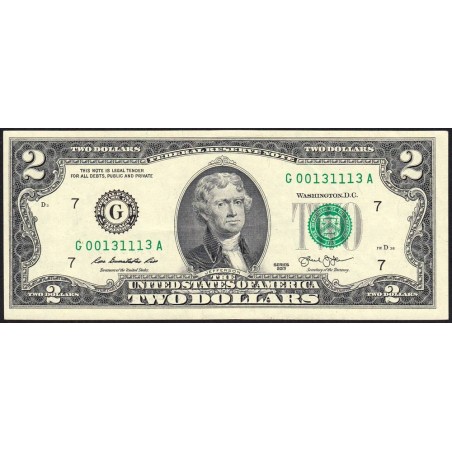Etats Unis - Pick 538 - 2 dollars - Série G A - 2013 - Chicago - Etat : TTB+
