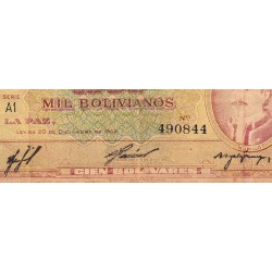 Bolivie - Pick 149_2 - 1'000 bolivianos - Série A1 - Loi 1945 (1960) - Etat : B-