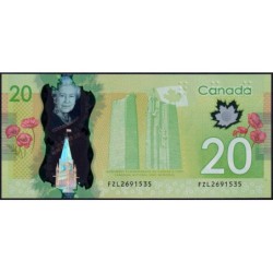 Canada - Pick 108b - 20 dollars - Série FZL - 2012 (2016) - Polymère - Etat : NEUF