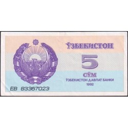 Ouzbékistan - Pick 63a - 5 som - Série EB - 1992 (1993) - Etat : SPL