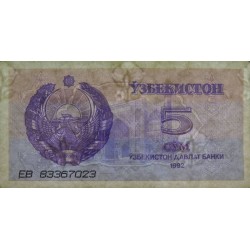 Ouzbékistan - Pick 63a - 5 som - Série EB - 1992 (1993) - Etat : SPL