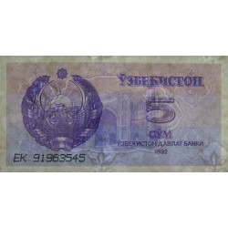 Ouzbékistan - Pick 63a - 5 som - Série EK - 1992 (1993) - Etat : NEUF