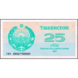 Ouzbékistan - Pick 65a - 25 som - Série MA - 1992 (1993) - Etat : SPL