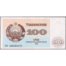 Ouzbékistan - Pick 67a - 100 som - Série PA - 1992 (1993) - Etat : SUP