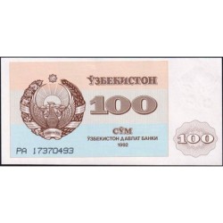 Ouzbékistan - Pick 67a - 100 som - Série PA - 1992 (1993) - Etat : pr.NEUF