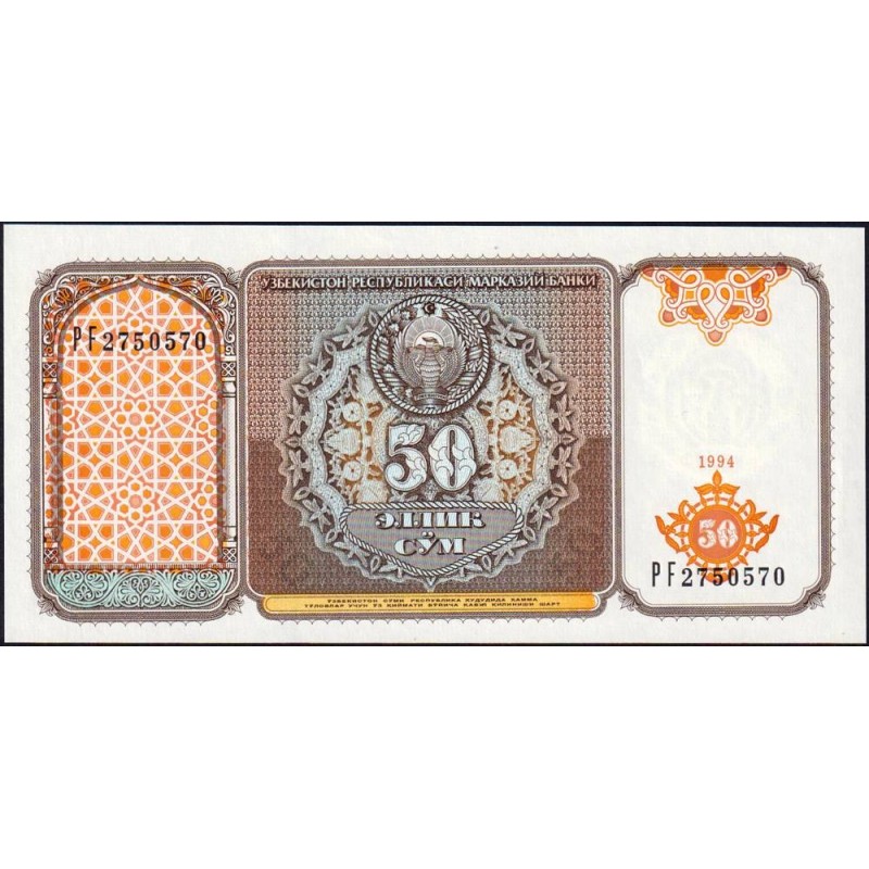 Ouzbékistan - Pick 78a - 50 som - Série PF - 1994 - Etat : NEUF