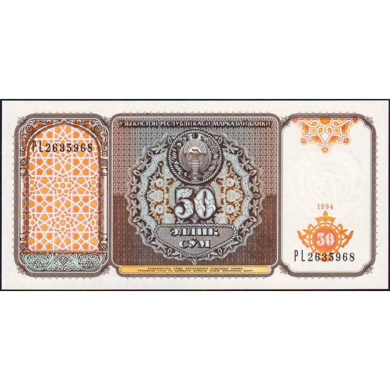 Ouzbékistan - Pick 78a - 50 som - Série PL - 1994 - Etat : NEUF