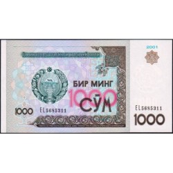 Ouzbékistan - Pick 82 - 1'000 som - Série EL - 2001 - Etat : NEUF