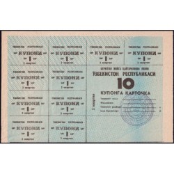 Ouzbékistan - Pick 44Ab - 10 coupons - Trimestre 2 (1992) - Etat : SPL