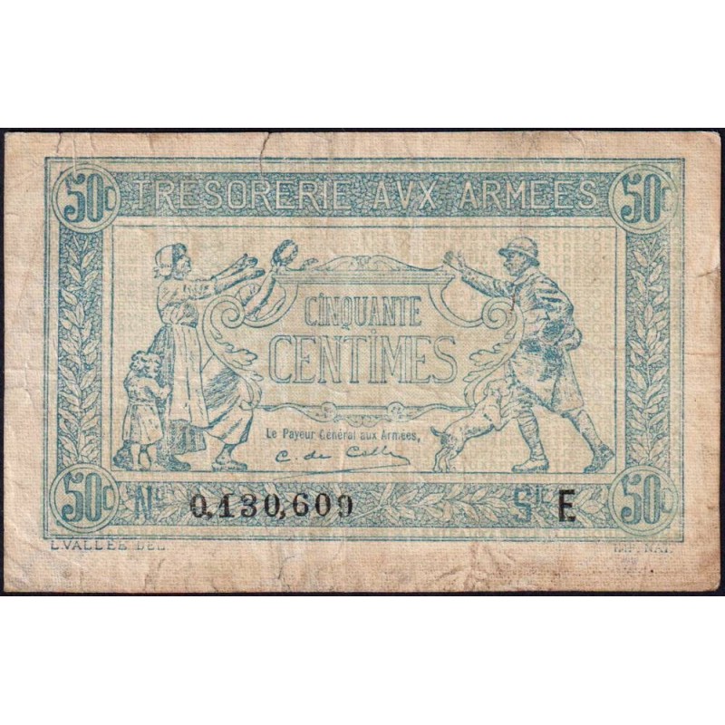 VF 01-05 - 50 centimes - Trésorerie aux armées - 1917 - Série E - Etat : TB