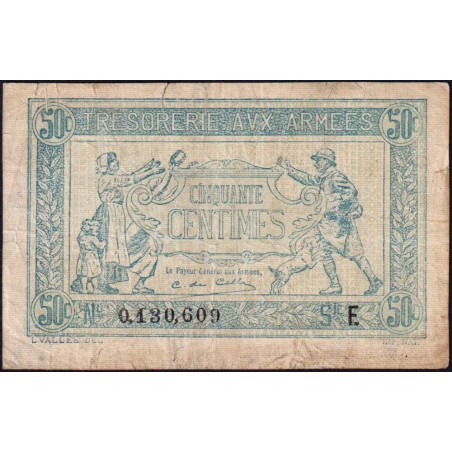 VF 01-05 - 50 centimes - Trésorerie aux armées - 1917 - Série E - Etat : TB