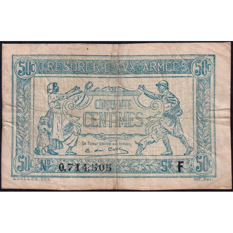 VF 01-06 - 50 centimes - Trésorerie aux armées - 1917 - Série F - Etat : TB