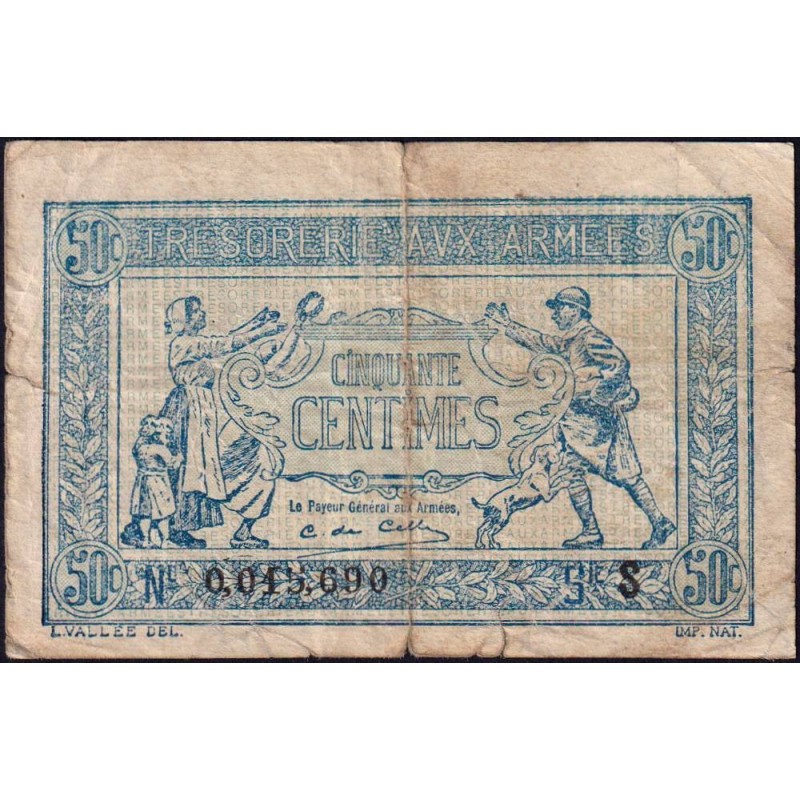 VF 02-02 - 50 centimes - Trésorerie aux armées - 1919 - Série S - Etat : TB-