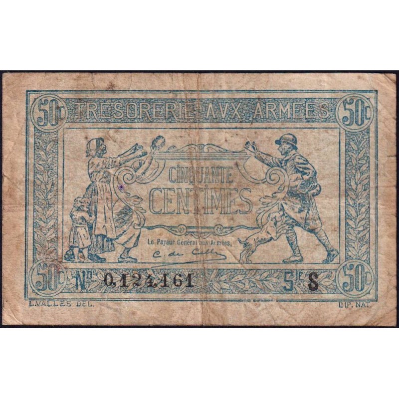 VF 02-02 - 50 centimes - Trésorerie aux armées - 1919 - Série S - Etat : B+