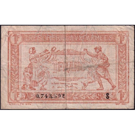 VF 04-06 - 1 franc - Trésorerie aux armées - 1919 - Série S - Etat : TB-