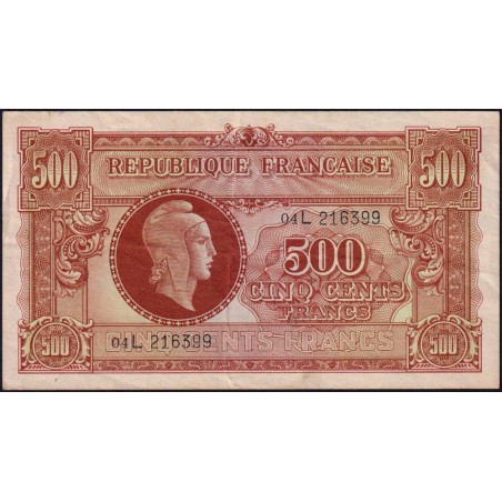 VF 11-01 - 500 francs - Marianne - 1945 - Série 04L - Etat : TTB