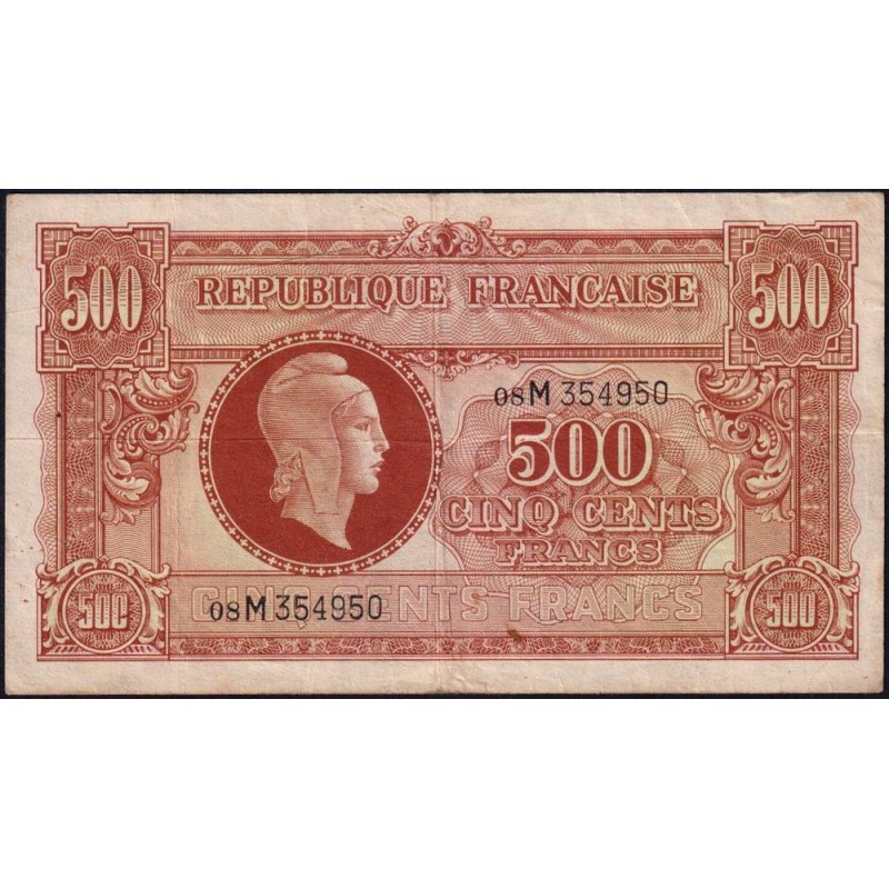 VF 11-02 - 500 francs - Marianne - 1945 - Série 08M - Etat : TTB-