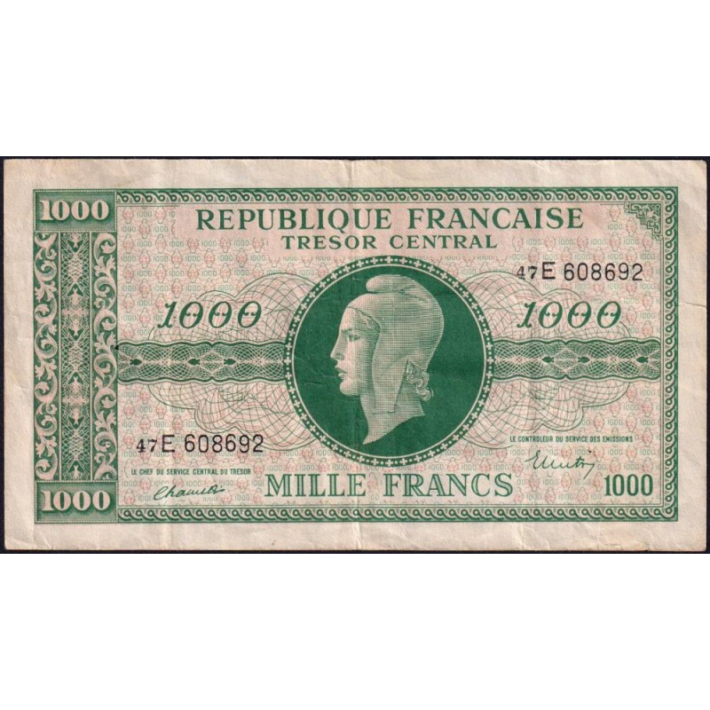 VF 13-02 - 1000 francs - Marianne - 1945 - Série 47E - Etat : TB+