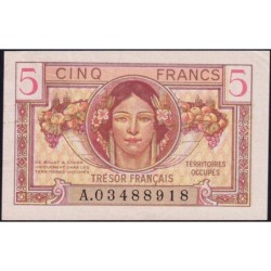 VF 29-01 - 5 francs - Trésor français - Territoires occupés - 1947 - Série A - Etat : TTB+ à SUP