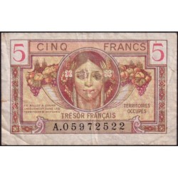 VF 29-01 - 5 francs - Trésor français - Territoires occupés - 1947 - Série A - Etat : TB-