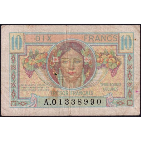 VF 30-01 - 10 francs - Trésor français - Territoires occupés - 1947 - Série A - Etat : TB