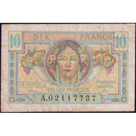 VF 30-01 - 10 francs - Trésor français - Territoires occupés - 1947 - Série A - Etat : TB+