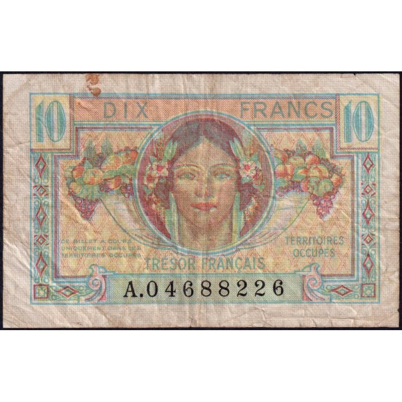 VF 30-01 - 10 francs - Trésor français - Territoires occupés - 1947 - Série A - Etat : TB-