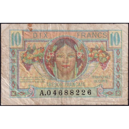 VF 30-01 - 10 francs - Trésor français - Territoires occupés - 1947 - Série A - Etat : TB-