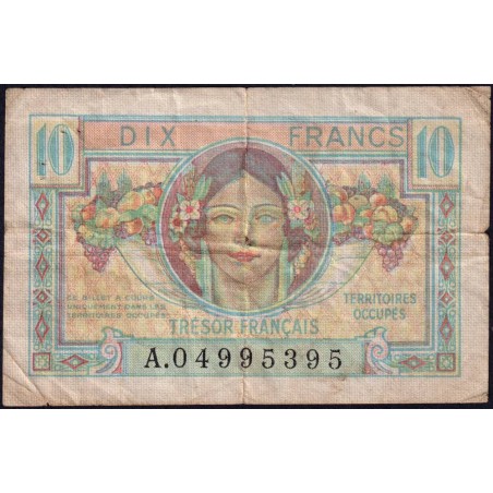 VF 30-01 - 10 francs - Trésor français - Territoires occupés - 1947 - Série A - Etat : TB