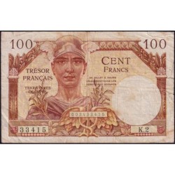 VF 32-02 - 100 francs - Trésor français - Territoires occupés - 1947 - Série K.2 - Etat : TB+