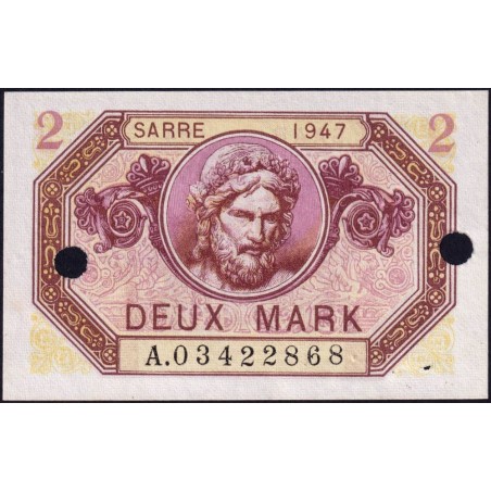 VF 45-01 - 2 mark - Sarre - 1947 - Série A - Annulé - Etat : SUP+