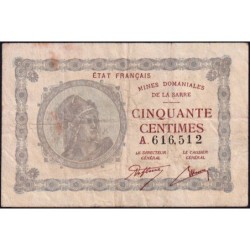 VF 50-01 - 50 centimes - Mines Domaniales de la Sarre - 1919 - Série A - Etat : TB+