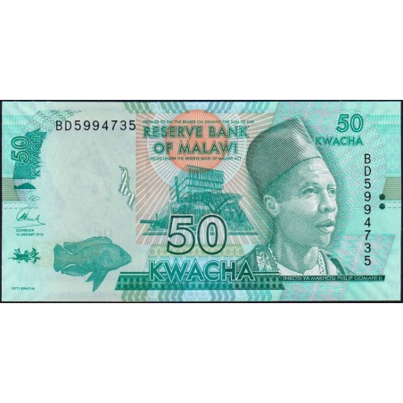 Malawi - Pick 64c - 50 kwacha - Série BD - 01/01/2016 - Etat : NEUF