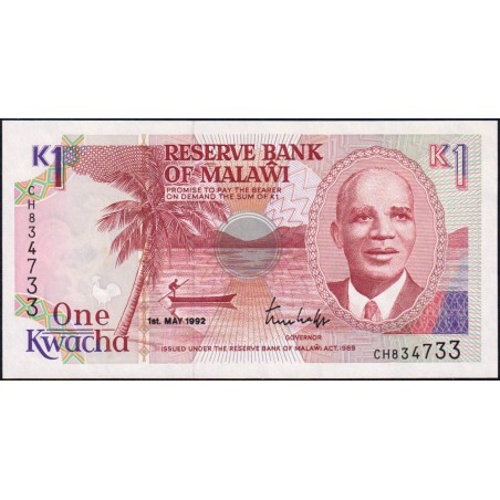 Malawi - Pick 23b - 1 kwacha - Série CH - 01/05/1992 - Etat : NEUF