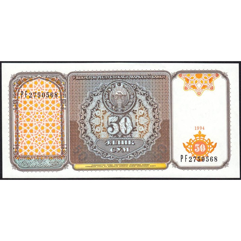 Ouzbékistan - Pick 78a - 50 som - Série PF - 1994 - Etat : pr.NEUF