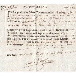 Haute-Garonne - L'Union - Louis XV - 1759 - Capitation Diocèse - 40 livres 5 sols - Etat : TTB+