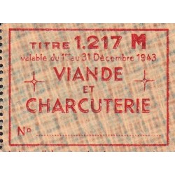 Viande et Charcuterie - Titre 1217 - Catégorie M - 12/1943 - Etat : NEUF