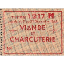 1943 - Titre 1217 - Viande et Charcuterie - Catégorie M - Décembre - Etat : SUP
