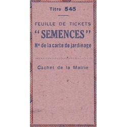 1942 - Titre 545 - Jardin - Semences - Catégorie 2 -  Etat : SUP à SUP+
