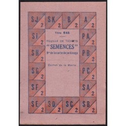 Jardin - Semences - Titre 545 - Catégorie 2 - 1942 - Etat : SPL à SPL+