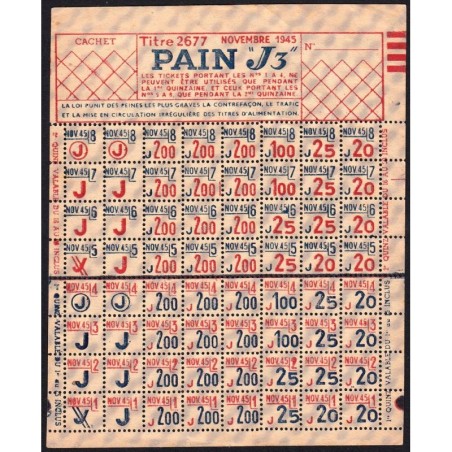 1945 - Titre 2677 - Pain - Catégorie J3 - Novembre - Etat : TB