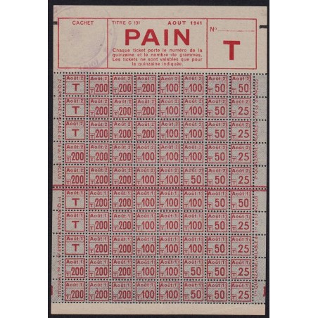 Pain - Titre C131 - Catégorie T - Pougny (01) - 08/1941 - Etat : pr.NEUF