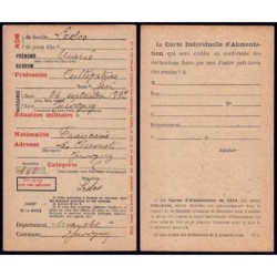 Demande carte individuellle d'alimentation - Catégorie C - 1918 - Juvigny-les-Vallées (50) - Etat : SUP