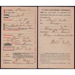 Demande carte individuellle d'alimentation - Catégorie J - 1918 - Vovray Cruseilles (74) - Etat : SUP