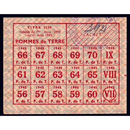 1945 - Titre 2230 - Pommes de terre - Mars à août - Etat : SPL