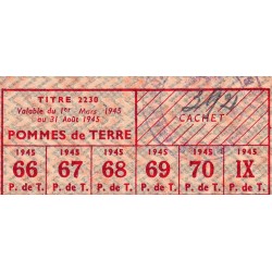 Pommes de terre - Titre 2230 - 1945 - Etat : SPL