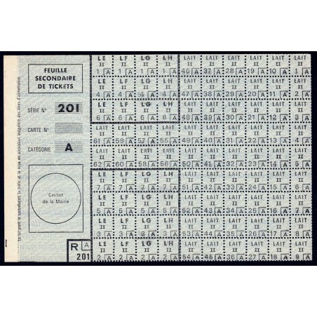 Feuille secondaire de tickets - Série 201 - Catégorie A - Sans date (1963) - Etat : SPL